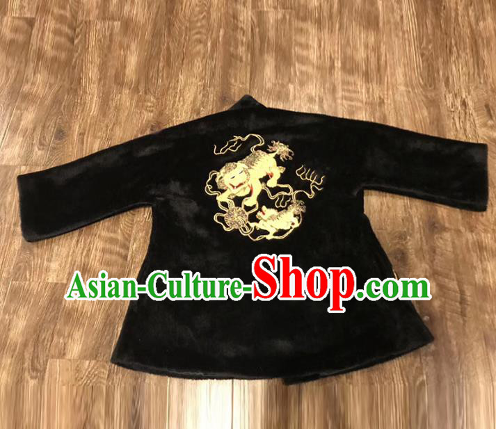 Chinese Winter Jacket Embroidered Tang Suit Outer Garment National Costume Apparels Black Coat