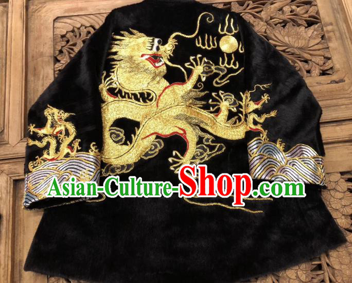 Chinese Winter Jacket Embroidered Tang Suit Outer Garment National Costume Apparels Black Coat