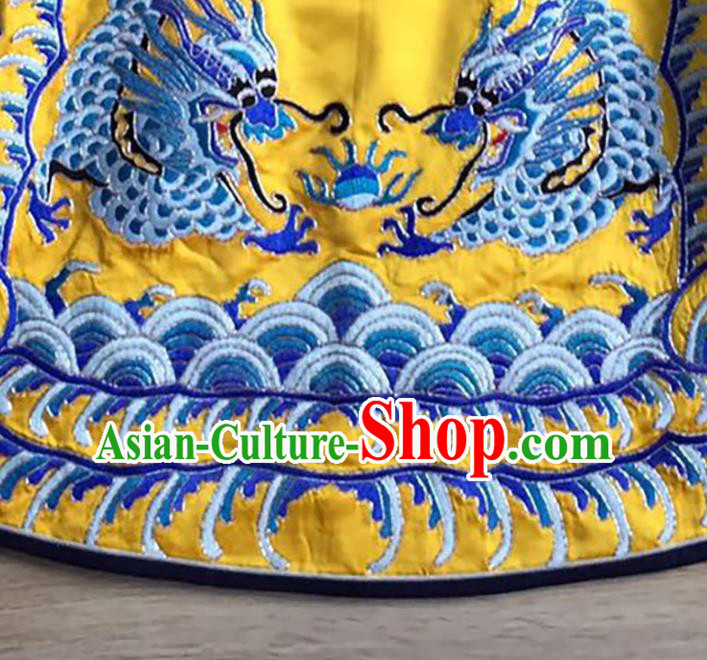 China Women Yellow Silk Waistcoat Costumes National Clothing Embroidery Dragon Vest