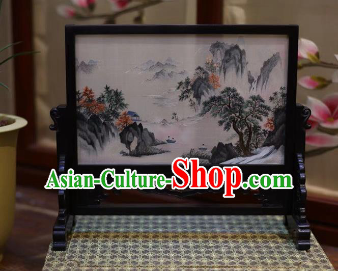 China Embroidered Table Screen Wood Byobu Screen Hand Embroidery Craft