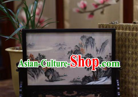 China Embroidered Table Screen Wood Byobu Screen Hand Embroidery Craft