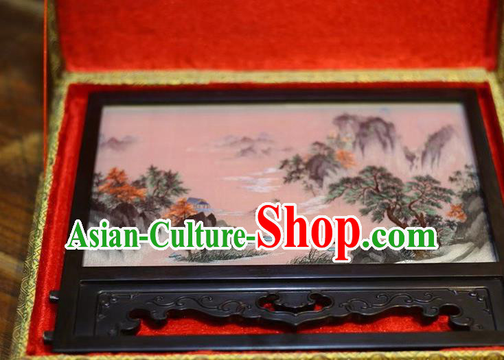 China Embroidered Table Screen Wood Byobu Screen Hand Embroidery Craft