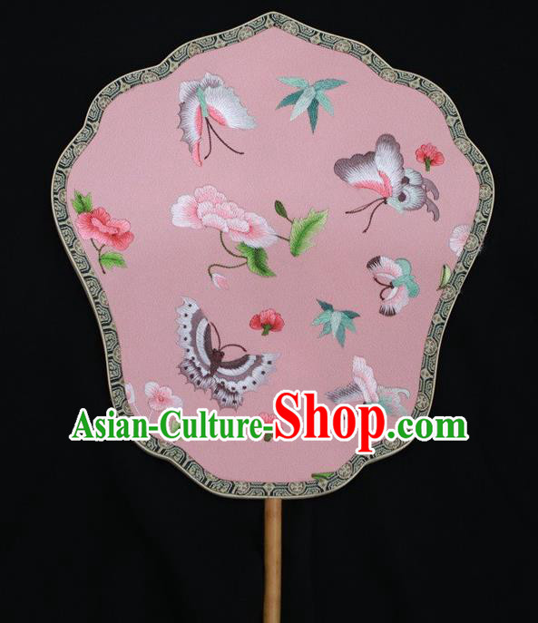 Chinese Suzhou Embroidery Fans Double Side Embroidered Silk Fan Traditional Butterfly Pattern Palace Fan