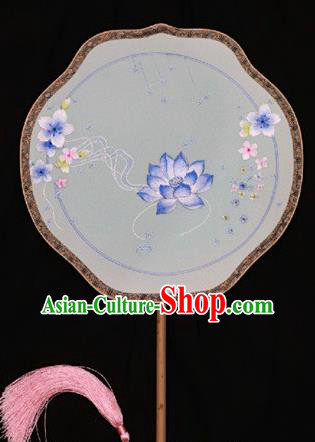 China Traditional Wedding Fan Double Side Embroidered Fan Silk Fans Suzhou Embroidery Palace Fan