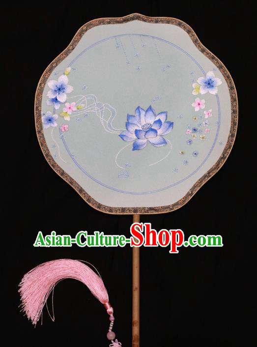China Traditional Wedding Fan Double Side Embroidered Fan Silk Fans Suzhou Embroidery Palace Fan