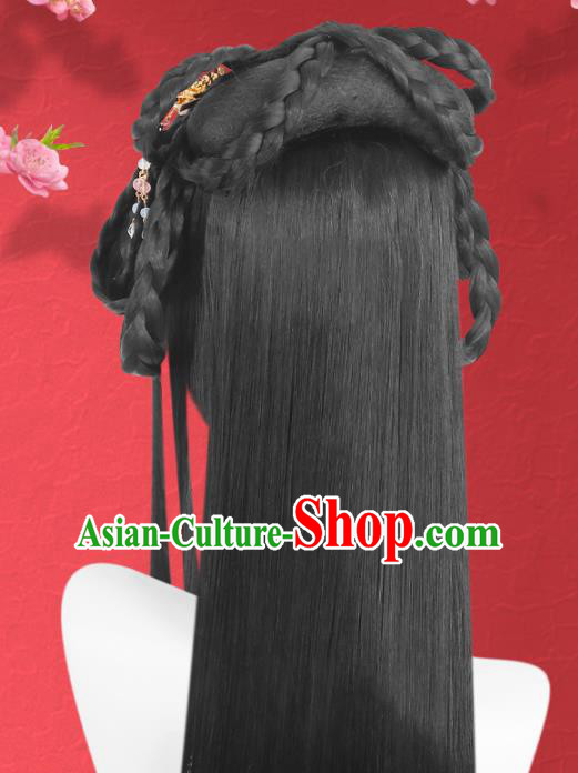 Chinese Jin Dynasty Palace Lady Bangs Wigs Quality Wigs China Best Chignon Wig Ancient Royal Princess Wig Sheath and Hairpins