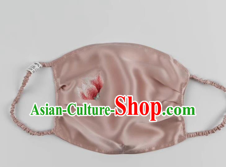 Chinese Style Pink Silk Mask Embroidered Protective Face Mask