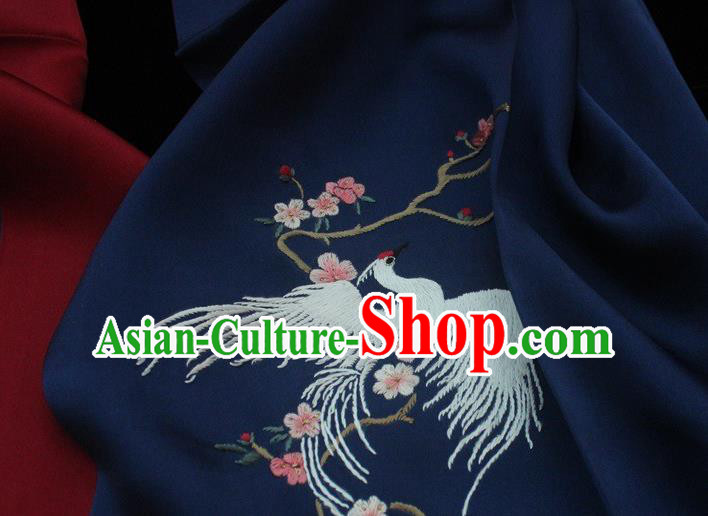 Chinese Traditional Cheongsam Embroidery Phoenix Accessories Embroidered Scarf Navy Silk Tippet