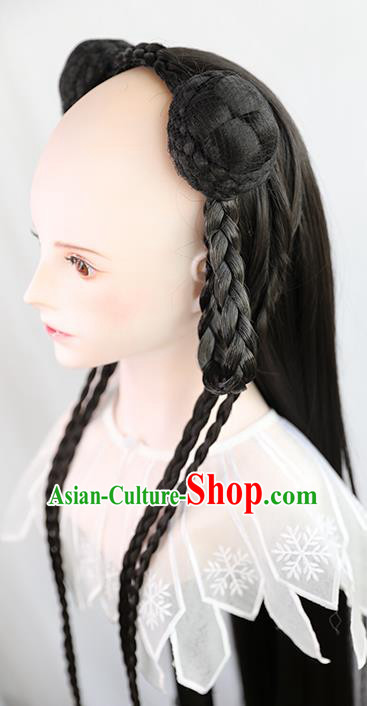 Chinese Tang Dynasty Country Lady Wigs Best Quality Wigs China Cosplay Wig Chignon Ancient Village Girl Wig Sheath