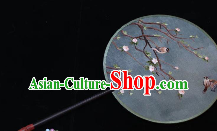 China Handmade Embroidered Round Fan Suzhou Embroidery Plum Blossom Palace Fan Ancient Court Dance Silk Fans