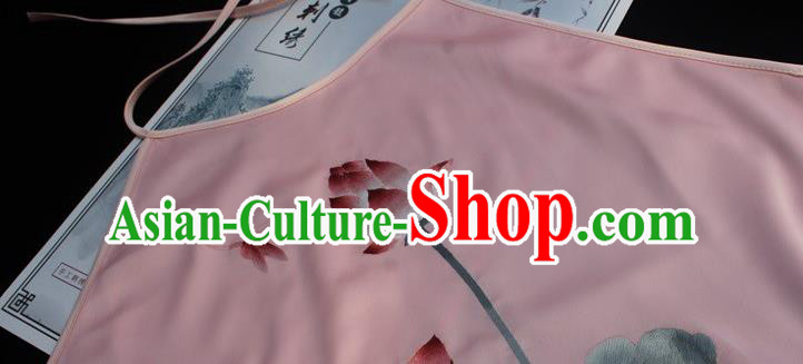 Chinese Suzhou Embroidery Lotus Clothing Pink Silk Bellyband Female Underwear Embroidered Sexy Stomachers