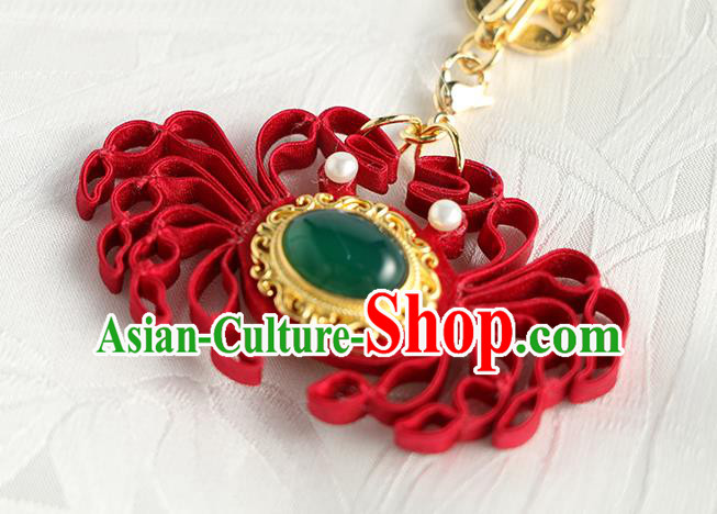 China Cheongsam Red Silk Brooch Handmade Traditional Accessories Crab Breastpin