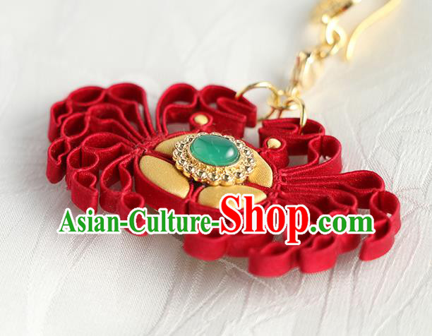 China Cheongsam Red Silk Brooch Handmade Traditional Accessories Crab Breastpin