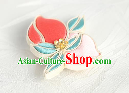 China Handmade Silk Peach Brooch Breastpin Traditional Cheongsam Accessories