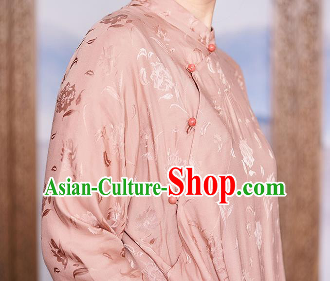 Traditional National Clothing Women Classical Cheongsam Republic of China Pink Qipao Dress
