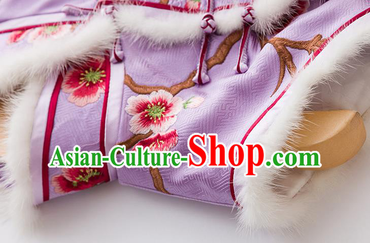 China National Clothing Traditional Women Upper Outer Garment Classical Embroidered Plum Lilac Silk Vest