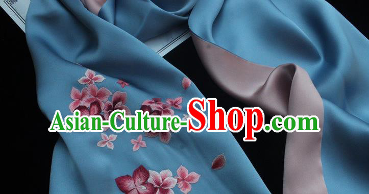 China Handmade Suzhou Embroidery Scarf Cheongsam Accessories Traditional Embroidered Blue Silk Tippet