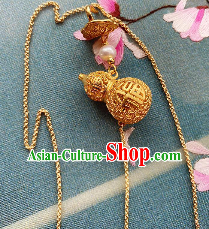 China Traditional Cheongsam Golden Gourd Brooch Classical Pendant Accessories