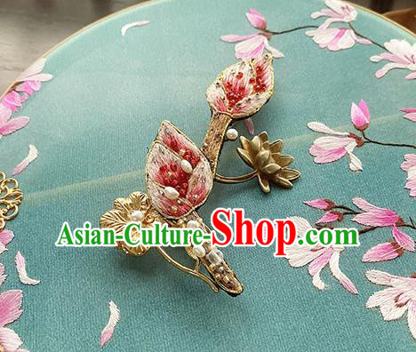 China Classical Cheongsam Accessories Traditional Embroidered Lotus Brooch