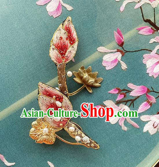 China Classical Cheongsam Accessories Traditional Embroidered Lotus Brooch