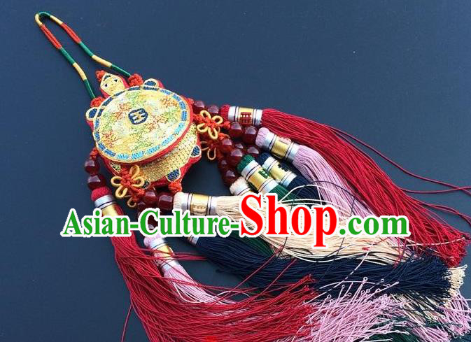 China Embroidery Tortoise Lucky Charms Accessories Traditional Embroidered Tassel Car Pendant
