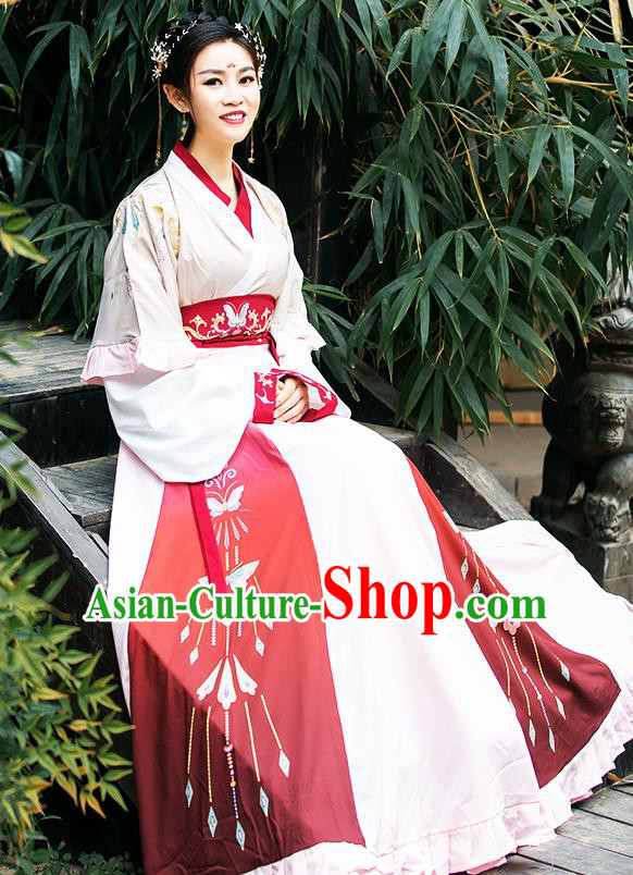 China Traditional Jin Dynasty Palace Princess Historical Costumes Ancient Royal Infanta Hanfu Dress Clothing for Women
