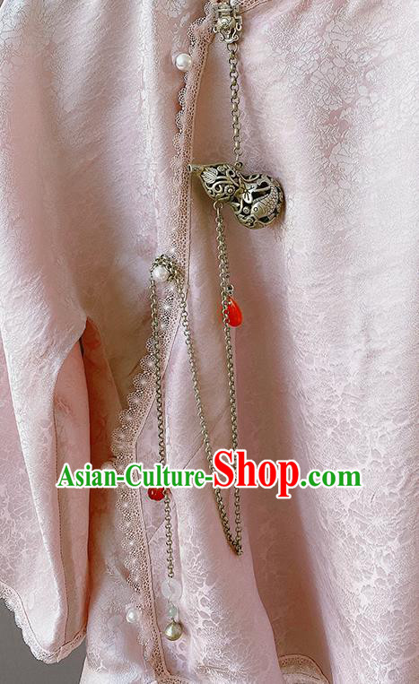 China Classical Cheongsam Carving Gourd Tassel Pendant Traditional Cupronickel Accessories Brooch