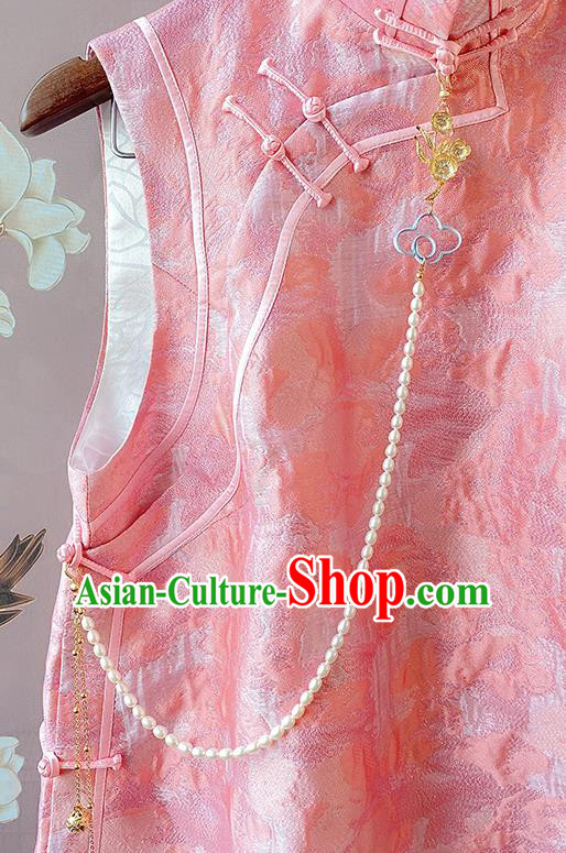 China Classical Cheongsam Pearls Tassel Pendant Traditional Brooch Accessories