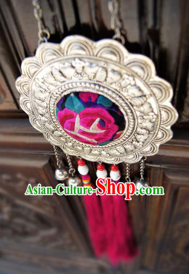 China Ethnic Women Rosy Tassel Necklet Accessories Handmade National Embroidered Necklace