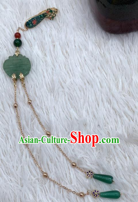 China Handmade Aventurine Brooch National Women Accessories Cheongsam Tassel Pendant