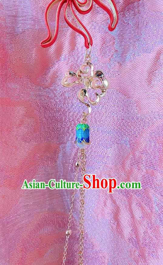 China Traditional Red Silk Phoenix Brooch Classical Tassel Pendant Cheongsam Accessories