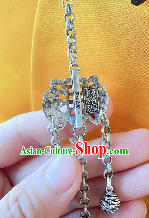 China Traditional Silver Carving Bat Brooch Classical Tassel Pendant Cheongsam Accessories