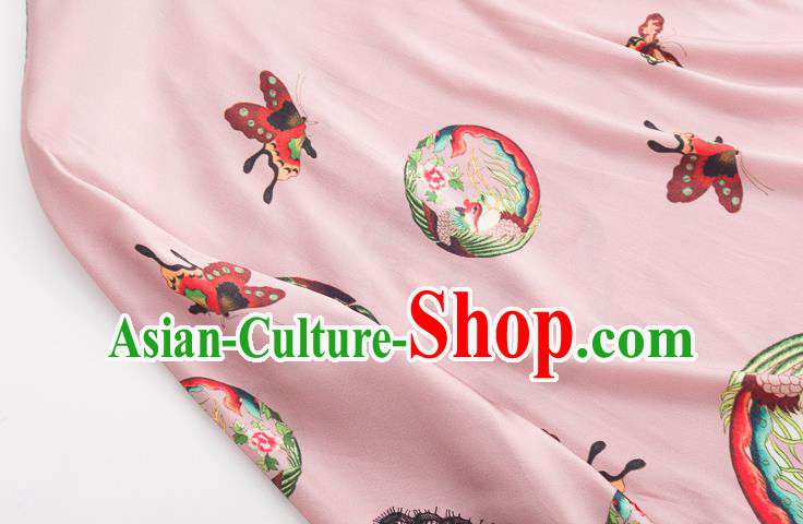 Chinese Traditional Embroidered Phoenix Pink Shirt Tang Suit Upper Outer Garment Costume Classical Blouse