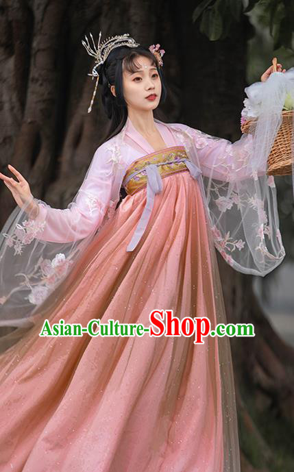 China Ancient Clothing Tang Dynasty Princess Hanfu Dress Apparels Traditional Classical Dance Costumes