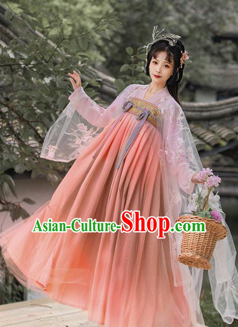 China Ancient Clothing Tang Dynasty Princess Hanfu Dress Apparels Traditional Classical Dance Costumes
