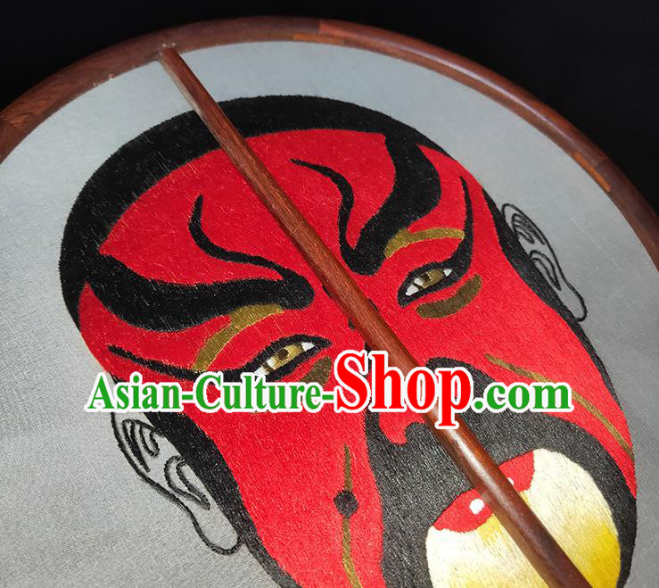 China Handmade Round Fan Suzhou Embroidery Red Facial Makeup Fans Silk Fan