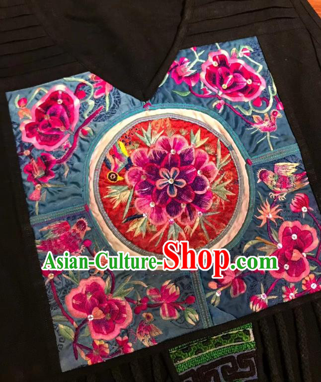 Chinese Traditional Minority Women Embroidery Purple Flax Robe National Clothing Embroidered Dress