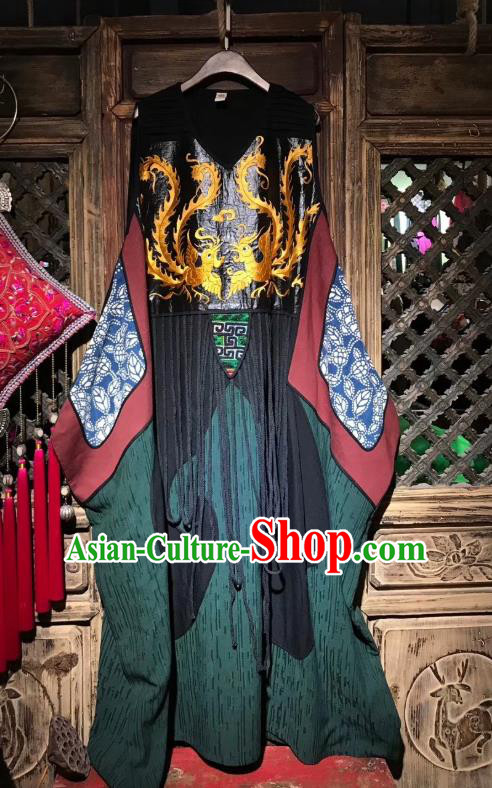 Chinese Traditional National Clothing Embroidered Dress Minority Women Embroidery Phoenix Robe