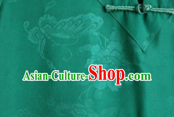 Chinese Green Satin Qipao Dress Traditional Women Robe Clothing National Cheongsam