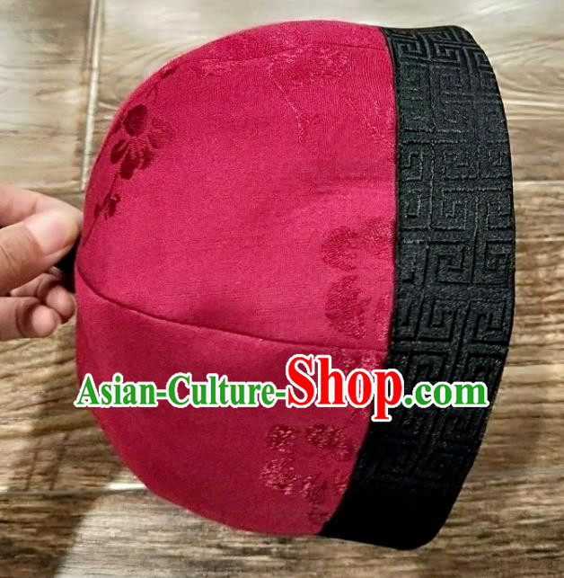 China National Hair Accessories Skullcap Women Classical Butterfly Pattern Rosy Silk Cap