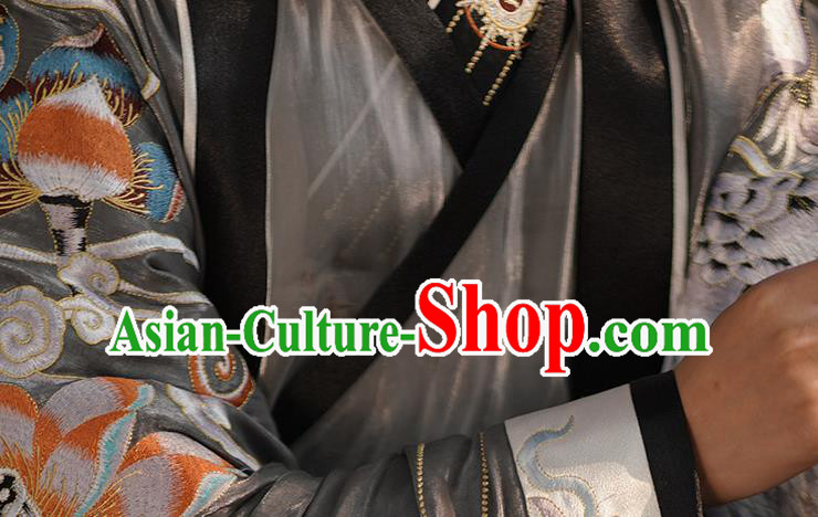 China Ancient Prince Embroidered Costume Traditional Jin Dynasty Scholar Hanfu Clothing for Men