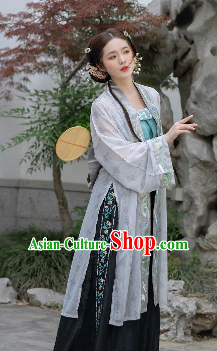 China Ancient Clothing Traditional Hanfu Dress Song Dynasty Embroidered BeiZi Top and Pants for Young Female