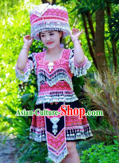 China Traditional Yao Ethnic Costumes Minority Nationality Folk Dance Clothing and Hat