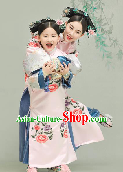 Ancient Chinese Qing Dynasty Court Costumes Manchu Palace Princess Queen Clothing and Headpieces for Women for Girls