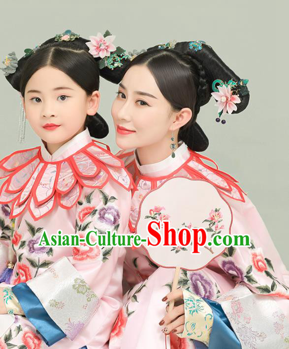 Ancient Chinese Qing Dynasty Court Costumes Manchu Palace Princess Queen Clothing and Headpieces for Women for Girls