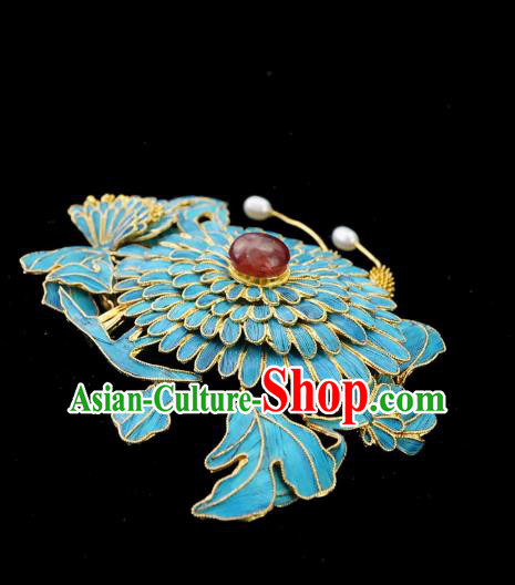 China Classical Qing Dynasty Brooch Traditional Handmade Court Cloisonne Chrysanthemum Breastpin