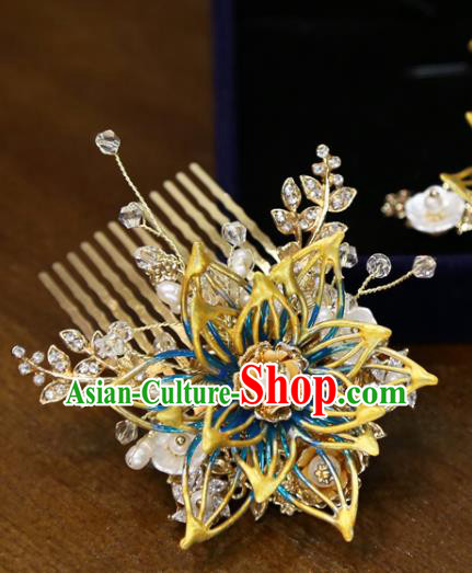 Chinese Classical Hairpins Hair Accessories Traditional Wedding Flowers Hair Combs Full Set