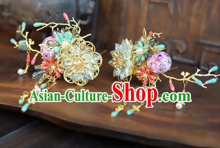 Chinese Wedding Hair Crown Classical Hair Accessories Traditional Tassel Hairpins Full Set