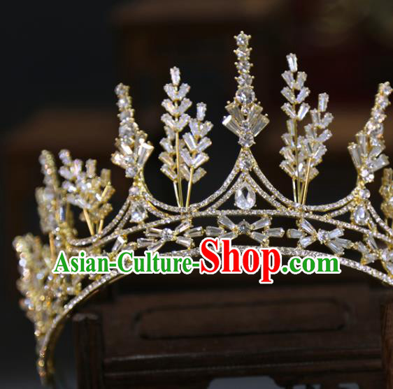 Top Grade Europe Princess Hair Accessories Golden Zircon Royal Crown