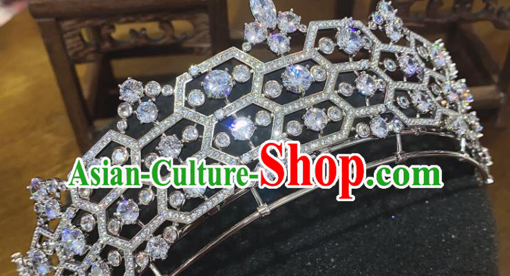 Top Handmade Wedding Zircon Royal Crown Bride Accessories Europe Princess Hair Jewelry